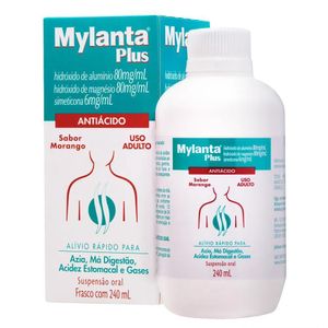 Mylanta Plus 80mg/ml + 80mg/ml + 6mg/ml Suspensão de Uso Oral Sabor Morango Frasco 240ml