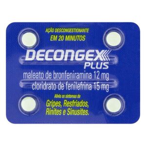 Decongex Plus 12mg + 15mg com 4 Comprimidos Revestidos de Liberação Prolongada
