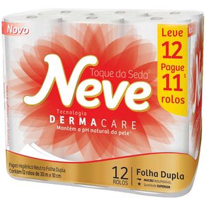 Papel Higiênico Neve Toque de Seda Folha Dupla 30m Pague 11 e Leve 12 Unidades