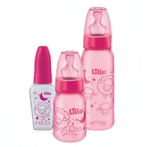 Kit Lillo Evolução Divertida Rosa com Mamadeira Capacidade 50ml + Mamadeira Capacidade 120ml + Mamadeira Capacidade 240ml