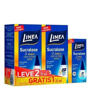 Kit Adoçantes de Sucralose Linea com 2 Unidades com 75ml + Grátis 1 Unidade com 25ml