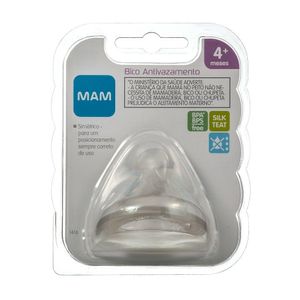 Bico para Mamadeira Mam Ortodôntico Antivazamento de Silicone Fluxo Rápido 4 Meses+ com 1 Unidade
