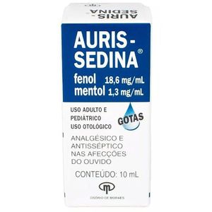 Auris-Sedina 18,6mg/ml + 1,3mg/ml Solução de Uso Otológico Frasco Gotejador 10ml