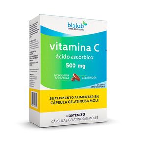 Vitamina C 500mg Biolab Sanus com 30 Cápsulas Gelatinosas Moles