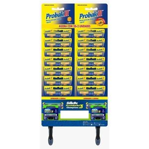 Aparelhos para Barbear Descartáveis Gillette Probak II com 28 Unidades + Aparelhos UEFA Champions League Gillette Prestobarba3 com 2 Unidades