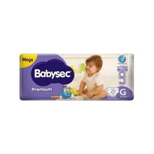 Fraldas Babysec Premium Mega G com 26 Unidades