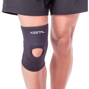 Joelheira com Orifício e Reforço Patelar Kestal Tamanho M Preta com 1 Unidade