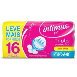 Absorvente Intimus Gel Tripla Proteção Cobertura Suave com Abas com 16 Unidades