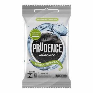 Preservativo Prudence Anatômico Extra Lubrificado com 3 Unidades