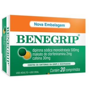 Benegrip 500mg + 30mg + 2mg com 20 Comprimidos Revestidos