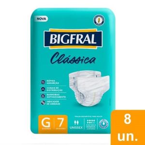 Fralda Descartável Geriátrica Clássica Bigfral G com 8 Pacotes com 7 Unidades