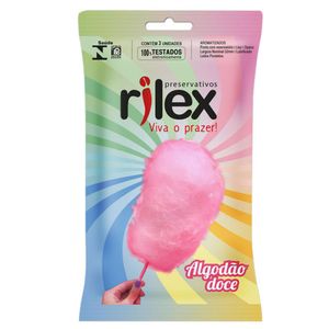 Preservativo Lubrificado Rilex Sabor Algodão Doce com 3 Unidades