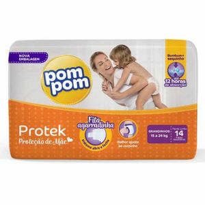 Fralda Pom Pom Protek Proteção de Mãe Tamanho Grandinhos com 14 Unidades