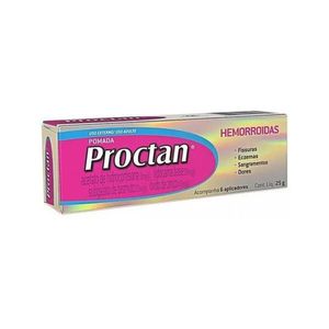 Proctan 5mg/g + 20mg/g + 20mg/g + 100mg/g Pomada de Uso Retal Bisnaga 25g
