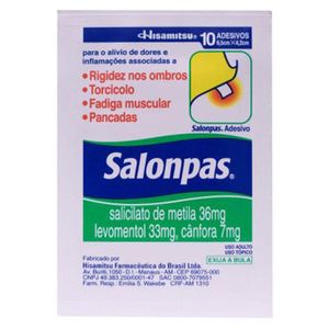 Salonpas 36mg + 33mg + 7,1mg Tamanho Pequeno com 10 Adesivos