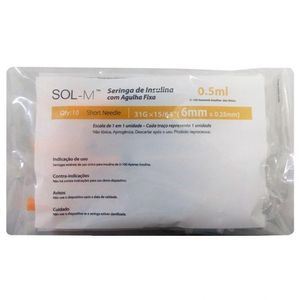 Seringa Insulina Sol-M 0,5ml 6 X 0,25mm Bag com 10 Unidades