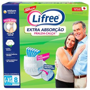 Fraldas-Calças Lifree Extra Absorção Tamanho G/Xg com 8 Unidades