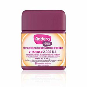 Vitamina D 2.000UI +Cabelo & Unhas Addera com 30 Comprimidos Revestidos