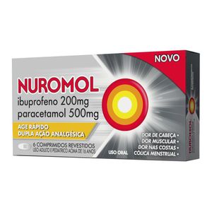 Nuromol 200mg + 500mg com 6 Comprimidos Revestidos