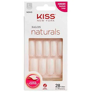 Unhas Postiças Salon Naturals Quadrado Longo Kiss New York com 28 Unidades