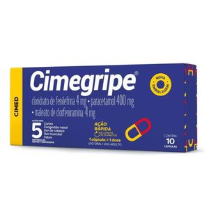 Cimegripe 400mg + 4mg + 4mg com 10 Cápsulas Gelatinosas Duras