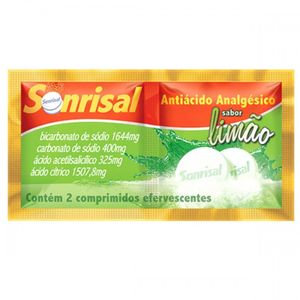Sonrisal Dupla Ação 1644mg + 400mg + 325mg + 1507,8mg Sabor Limão com 2 Comprimidos Efervescentes