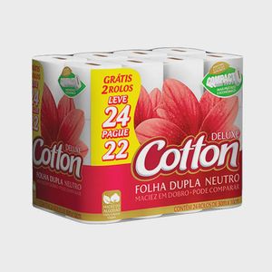 Papel Higiênico Cotton Pague 22 e Leve com 24 Unidades