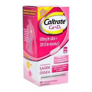 Caltrate Ca + D3 600mg + 200UI com 60 Comprimidos Revestidos