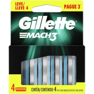 Refil Para Barbear Gillette Mach3 com 4 Unidades