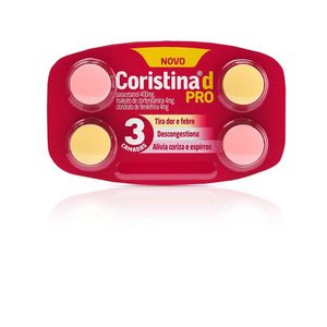 Coristina D Pro Cloridrato Fenillefrina 4mg + Paracetamol 400mg + Maleato de Clorfeniramina 4mg com 4 Comprimidos
