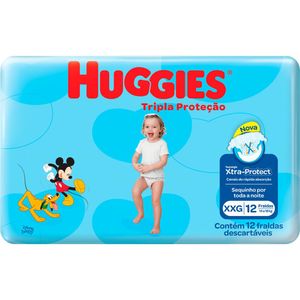 Fraldas Descartáveis Huggies Tripla Proteção Tamanho XXG com 12 Unidades