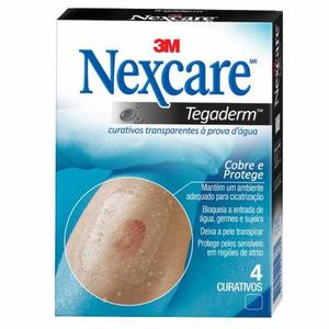 Curativos Grande Nexcare Tegaderm sem Pad Transparente com 4 Unidades