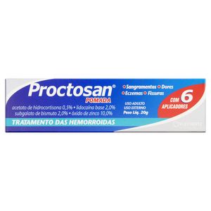 Proctosan 0,5% + 2% + 2% + 10% com 6 Aplicadores Pomada de Uso Retal Bisnaga 20g