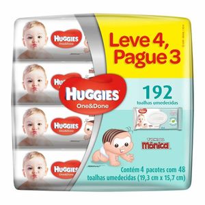 Pack de Toalhas Umedecidas One&Done 19,3cm X 15,7cm Huggies Pague 3 e Leve 4 Pacotes com 48 Unidades