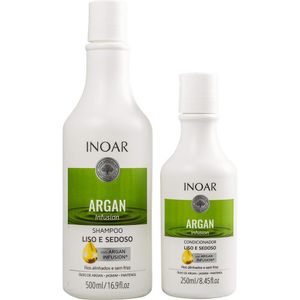 Kit Inoar Argan Infusion Liso e Sedoso 1 Shampoo 500ml + 1 Condicionador 250ml