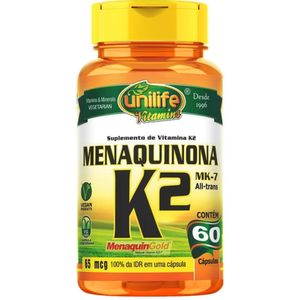 Vitamina K2 Menaquinona Unilife Vitamins com 60 Cápsulas com 500mg