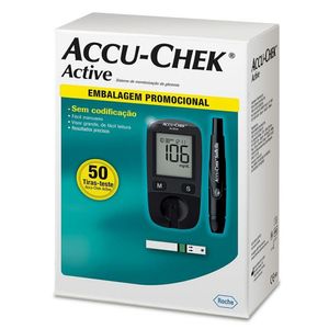 Kit Accu-Chek Active com 1 Monitor de Glicemia Completo + 50 Tiras