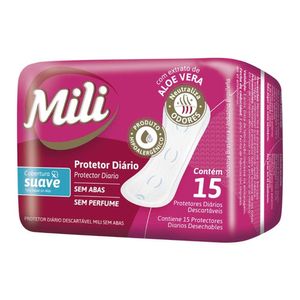 Protetores Diários sem Abas Mili com 15 Unidades