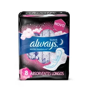 Absorvente Always Noites Tranquilas Suave com Abas com 8 Unidades