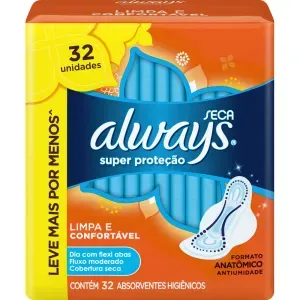 Absorvente Always Super Proteção Seca com Abas com 32 Unidades