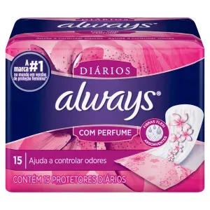 Protetor Diário Sem Abas Com Perfume Always Pacote com 15 Unidades