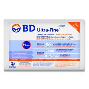 Seringa de Insulina BD Ultra-Fine 6mm 50UI com 10 Unidades
