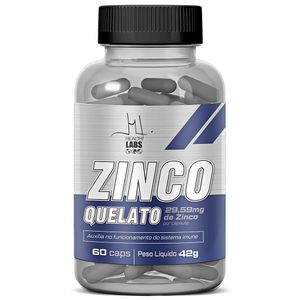 Zinco Quelato 29,59mg Health Labs com 60 Cápsulas
