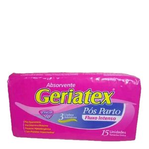 Absorventes Descartáveis Pós-Parto Geriatex Fluxo Intenso Tamanho Único com 15 Unidades