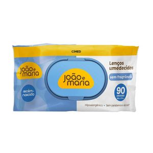 Lenços Umedecidos João e Maria Recém-Nascido Sem Fragrância com 90 Unidades