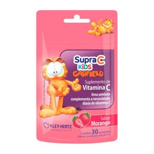 Vitamina C Supra C Kids Morango Infantil com 30 Unidades