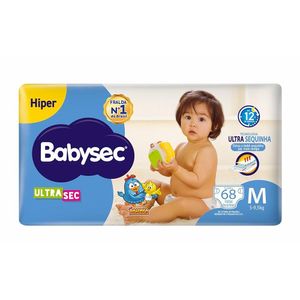 Fralda Galinha Pintinha Babysec Ultra Hiper M com 68 Unidades
