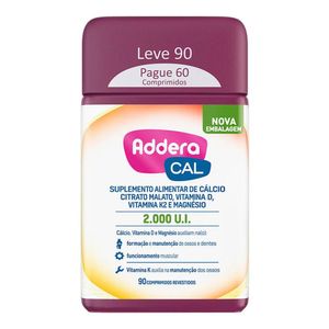 Suplemento Vitamínico Addera Cal 2.000UI com 90 Comprimidos Revestidos