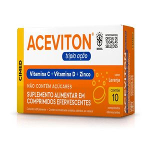 Vitamina C Efervescente Aceviton Tripla Ação Sabor Laranja com 10 Comprimidos